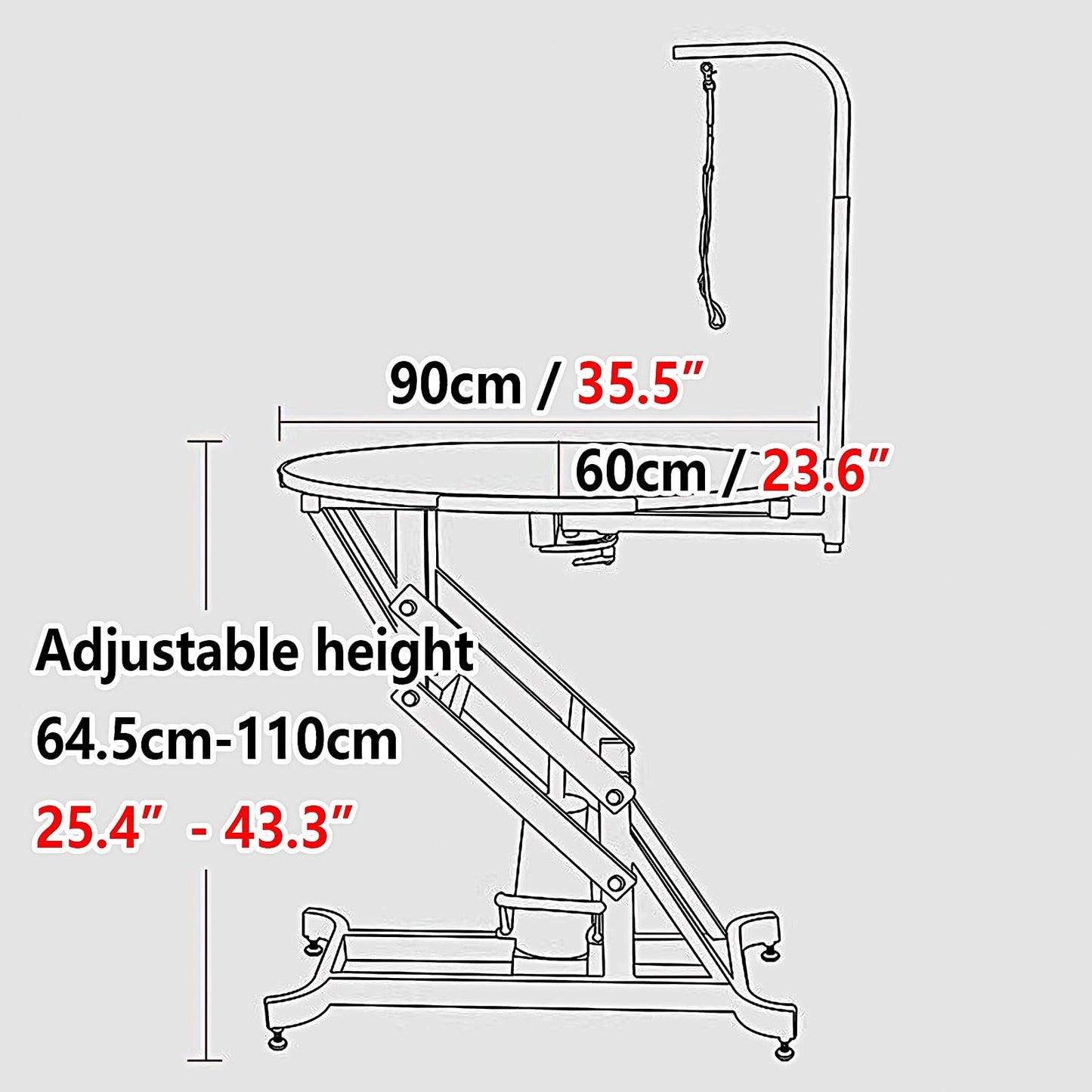Professional Dog Grooming Table Hydraulic Height Adjustable pet Grooming Table with Adjustable Dog Grooming Arm Non-Slip Rubber Tabletop Dog Washing Station for Cat, Dog