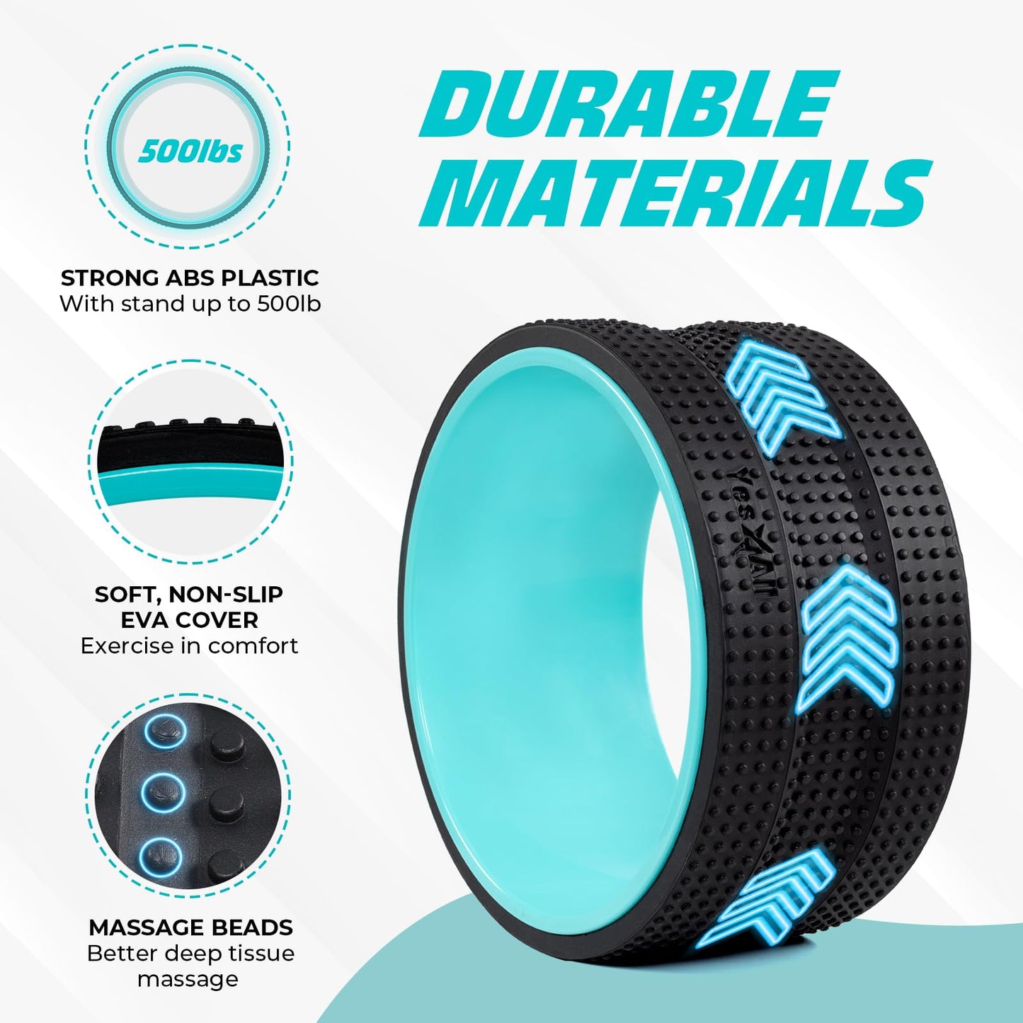 YES4ALL 500 Lbs Spinal Wheel Foam Roller, Yoga Wheel for Back Pain & Stretching, Massage Trigger Points for Back, Hip, Neck