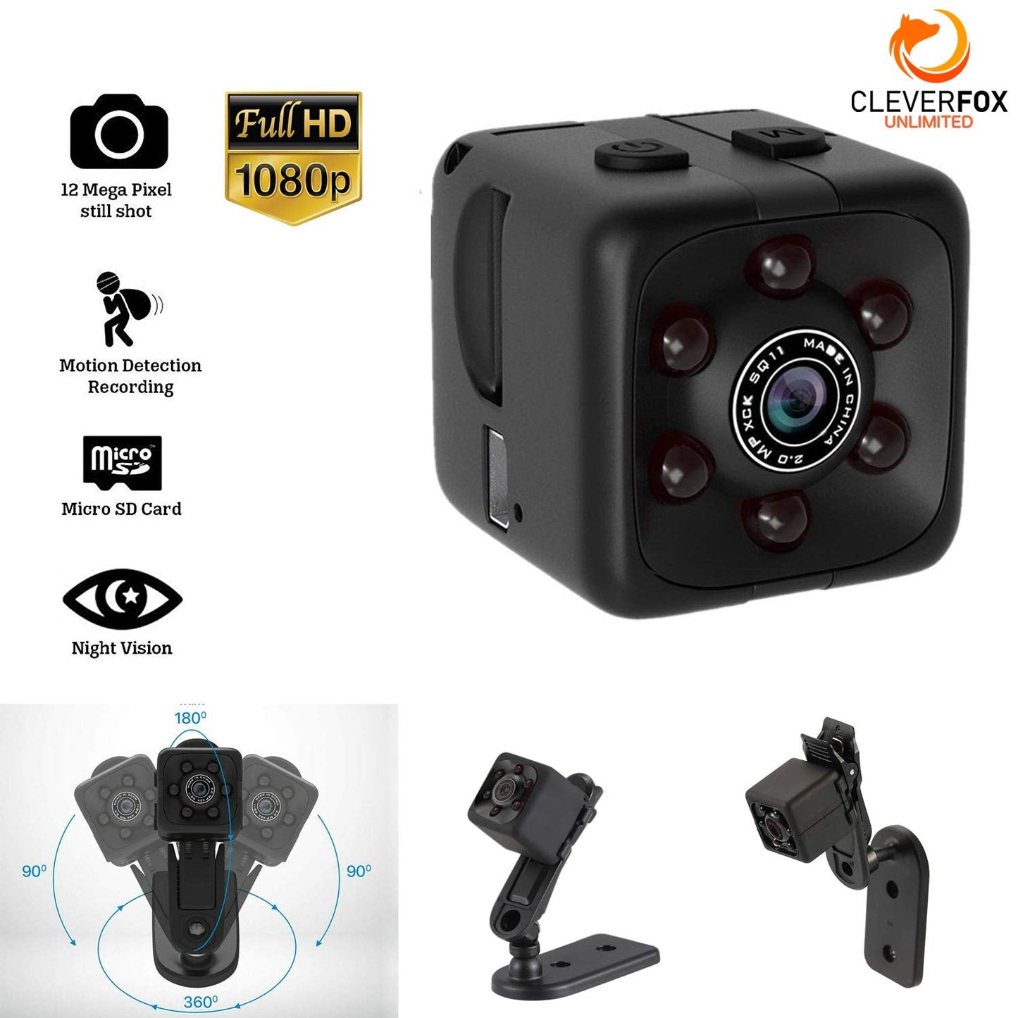 Mini Spy Camera with Audio & Video, 1080P Mini Hidden Camera, Portable Small HD Nanny Cam, Mini Spy Cams with Night Vision & Motion Detection, Indoor, Outdoor, Tiny Security Camera, Home, Office
