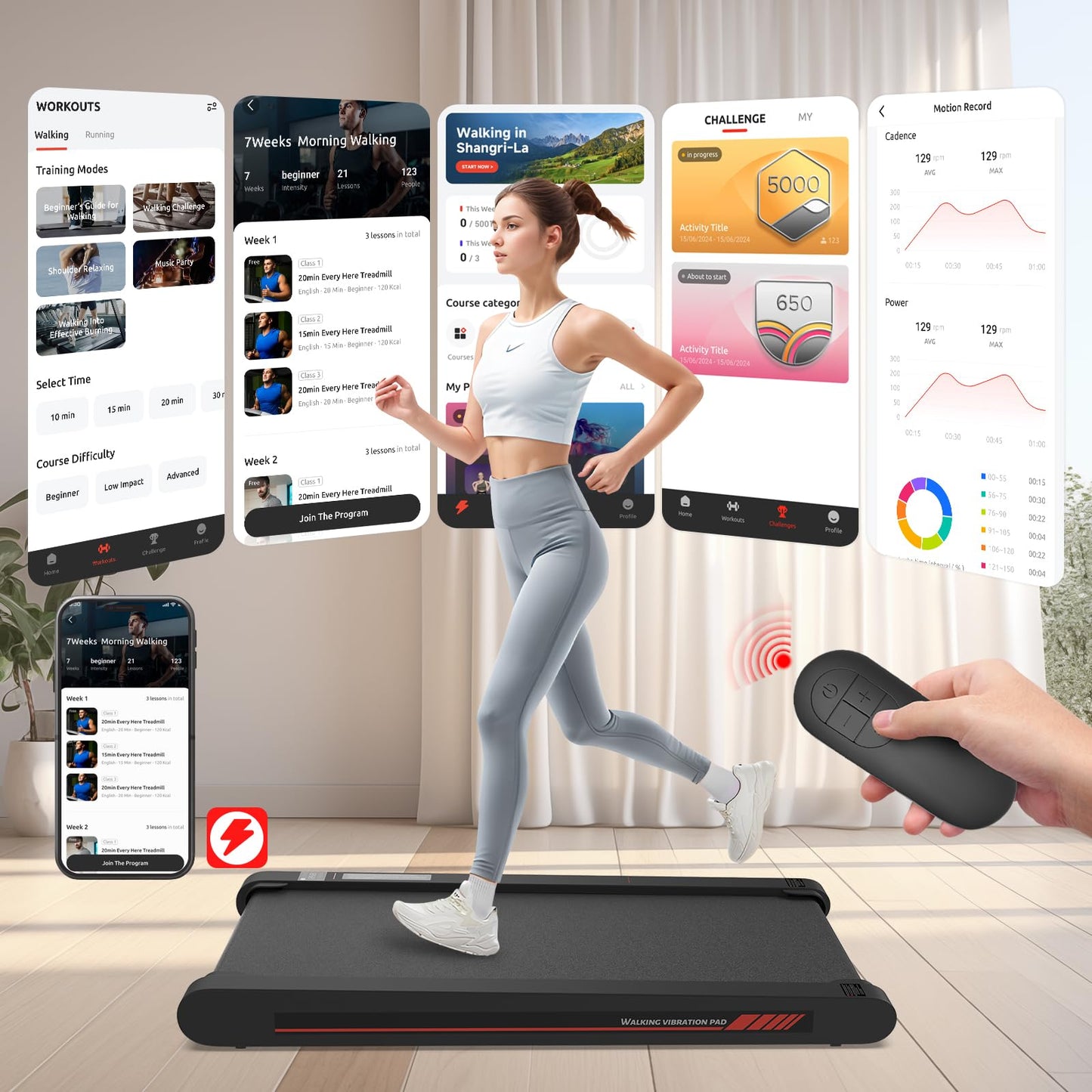 Sperax Walking Vibration Pad,Under Desk Treadmills for Home,4 in 1 Vibration Plate Exercise Machine,Portable Walking Pad with APP,350 Lb Capacity Multifunctional Treadmill Pro Max
