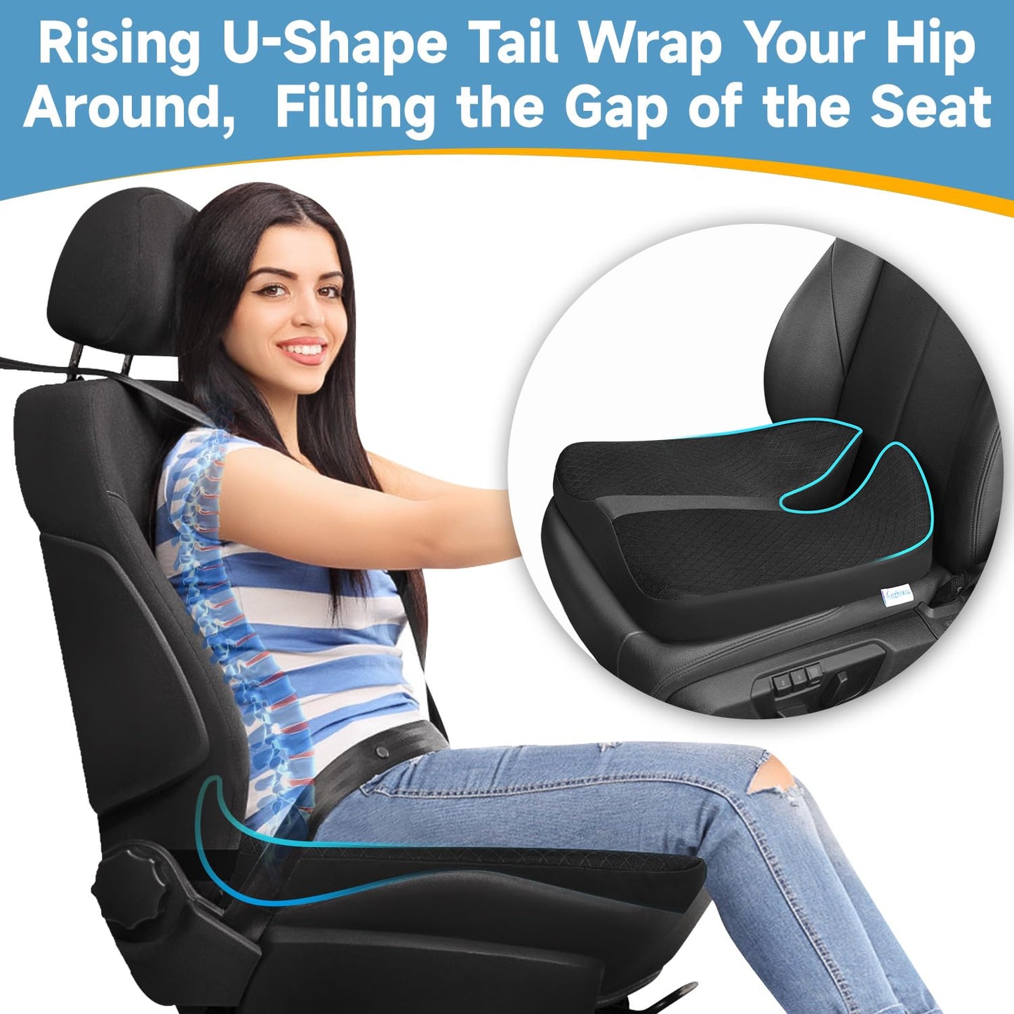 anzhixiu Heightening Truck Seat Cushion for Broader Vision, Car Seat Cushion for Car Seat Driver Truck Driver, Sciatica Pain Relief Pillow Tailbone Pain Relief Cushion for Long Time Driving