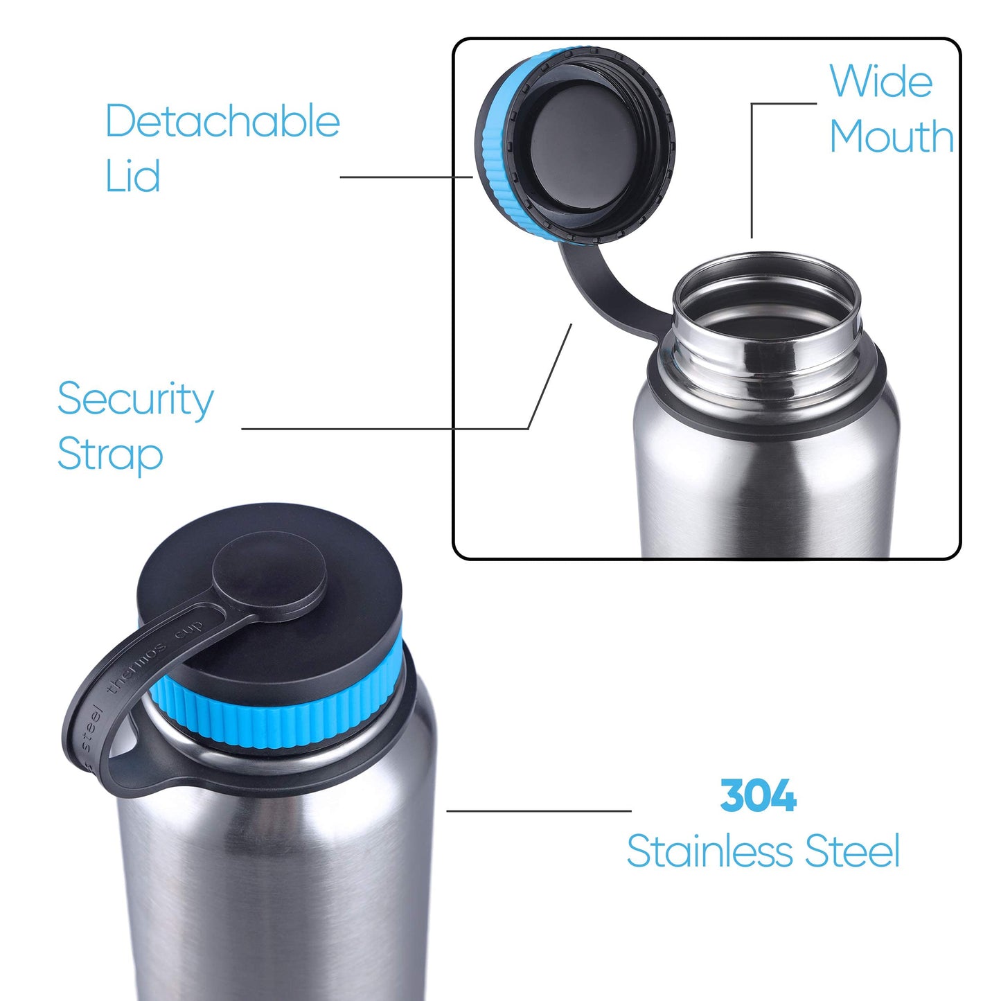 Gearland Canteen Stainless Steel Water Bottle with Nested Camping Cup and Lid for Bug Out Bag, Bushcraft Gear, Metal Canteen with a Wide Mouth Water Bottle and Mess Kit