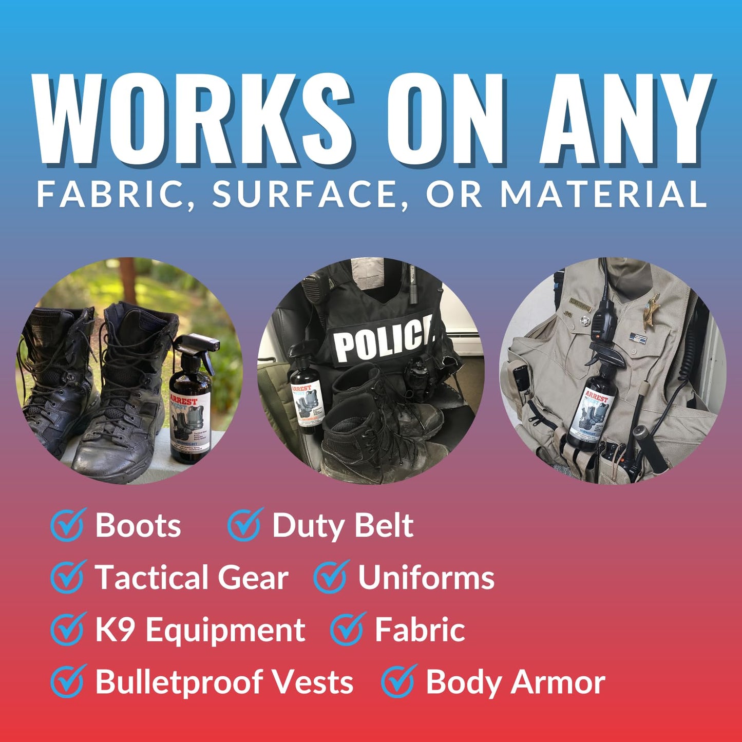 Arrest My Vest Military and Police Grade Odor Eliminating Spray for Body Armor, Tactical Gear. Safe on K9's, ballistic vests and all fabrics including leather - Unscented - 2 16 oz Bottles