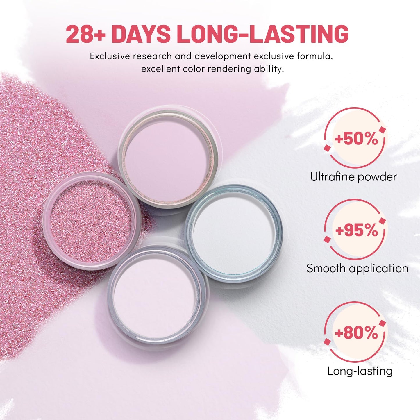 Aokitec Dip Powder Nail Kit Starter - 4 Colors White Nude Pink Glitter Nail Dip Powder with Dip Base Activator Top Coat Dipping Powder Liquid Set for Nail Art Manicure DIY Salon