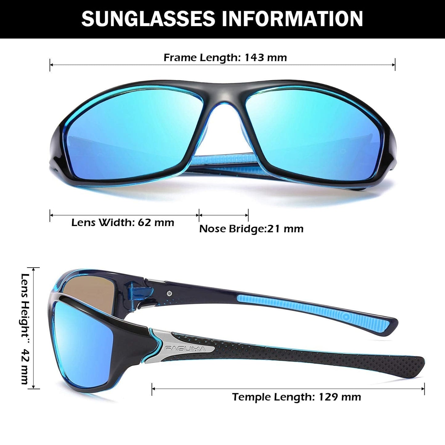 FAGUMA Sports Polarized Sunglasses For Men Cycling Driving Fishing 100% UV Protection