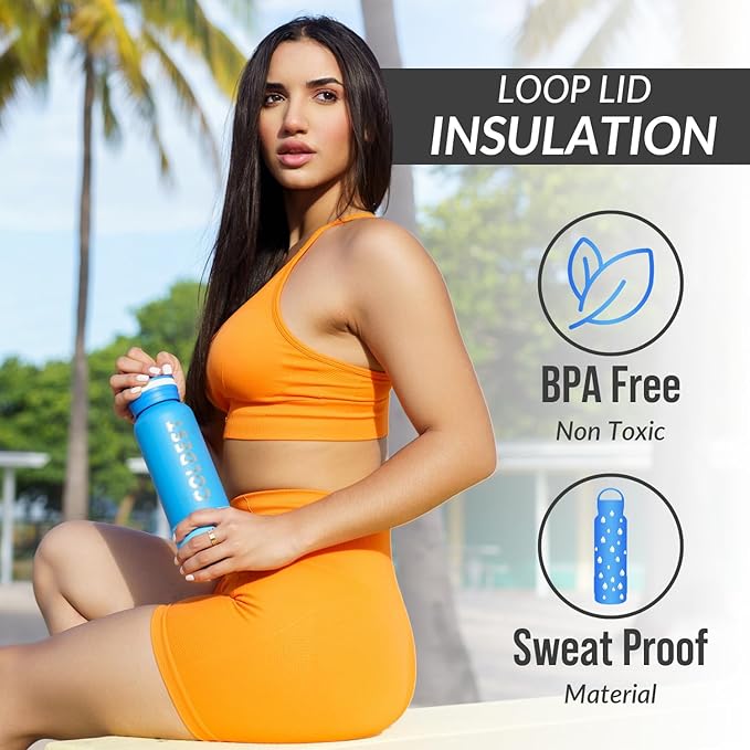 Coldest Insulated Water Bottle with Handle Lid | Leak Proof, Insulated Stainless Steel, Triple Walled, Sport Thermos Bottles, Metal Flask (βMatte Black, 21 oz)