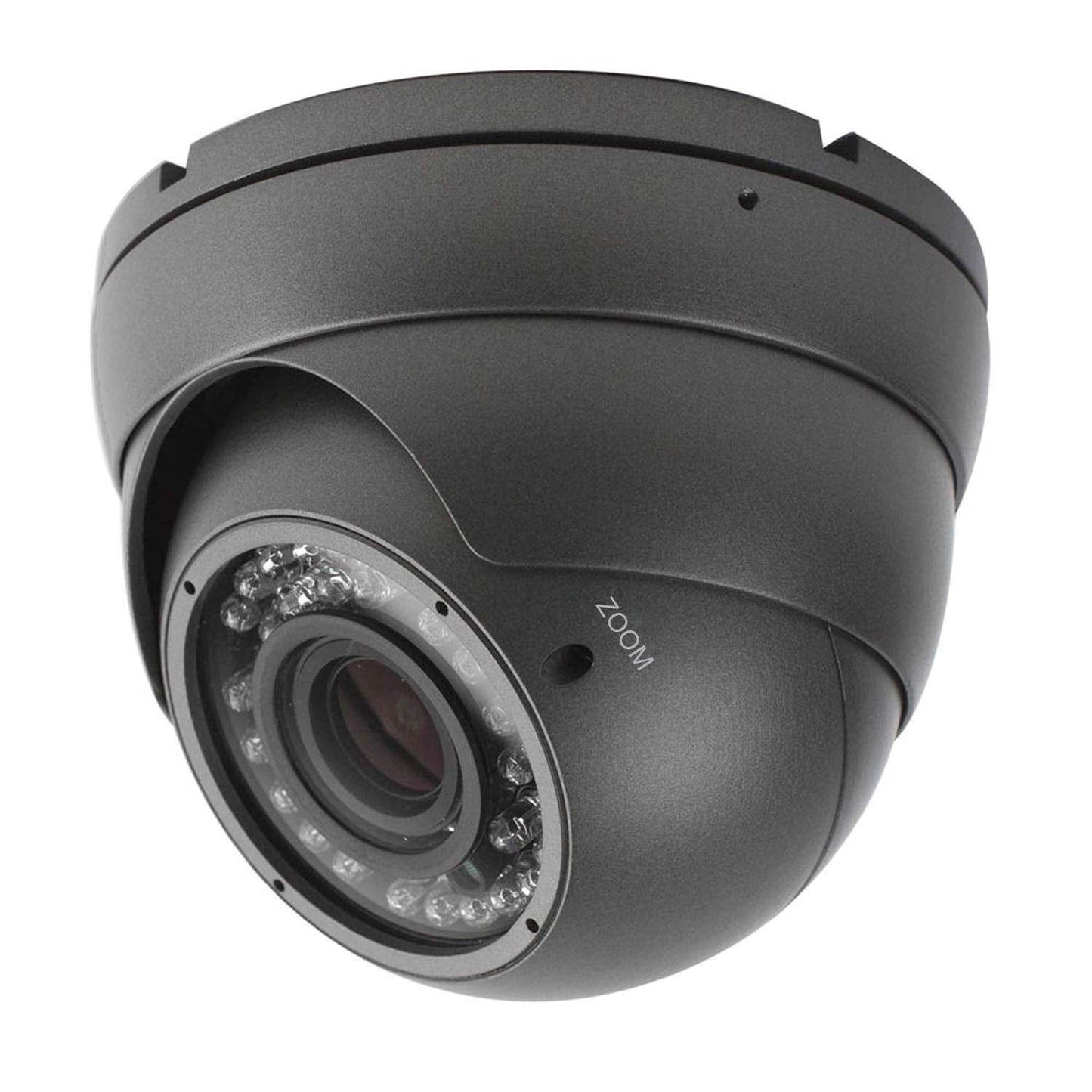 Analog CCTV Camera HD 1080P 4-in-1 (TVI/AHD/CVI/CVBS) Security Dome Camera Outdoor, 2.8mm-12mm Manual Focus/Zoom Varifocal Lens, Weatherproof Metal Housing 36 IR-LEDs Day & Night Monitoring (Grey)
