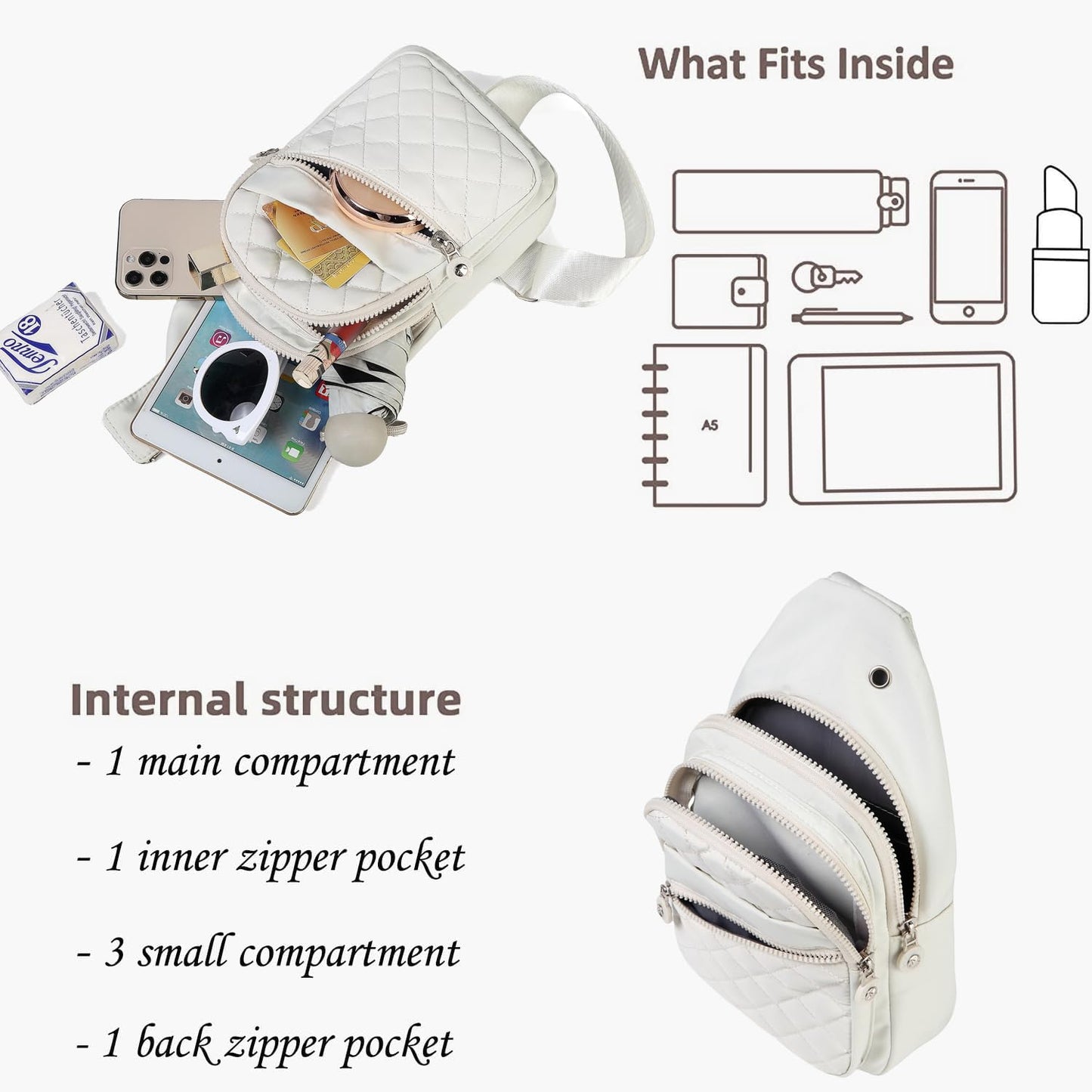 YAZEKOUS Small Sling Bag for Women Men, Crossbody Sling Backpack, Casual Daypack Backpacks Crossbody Bag for Hiking Travel