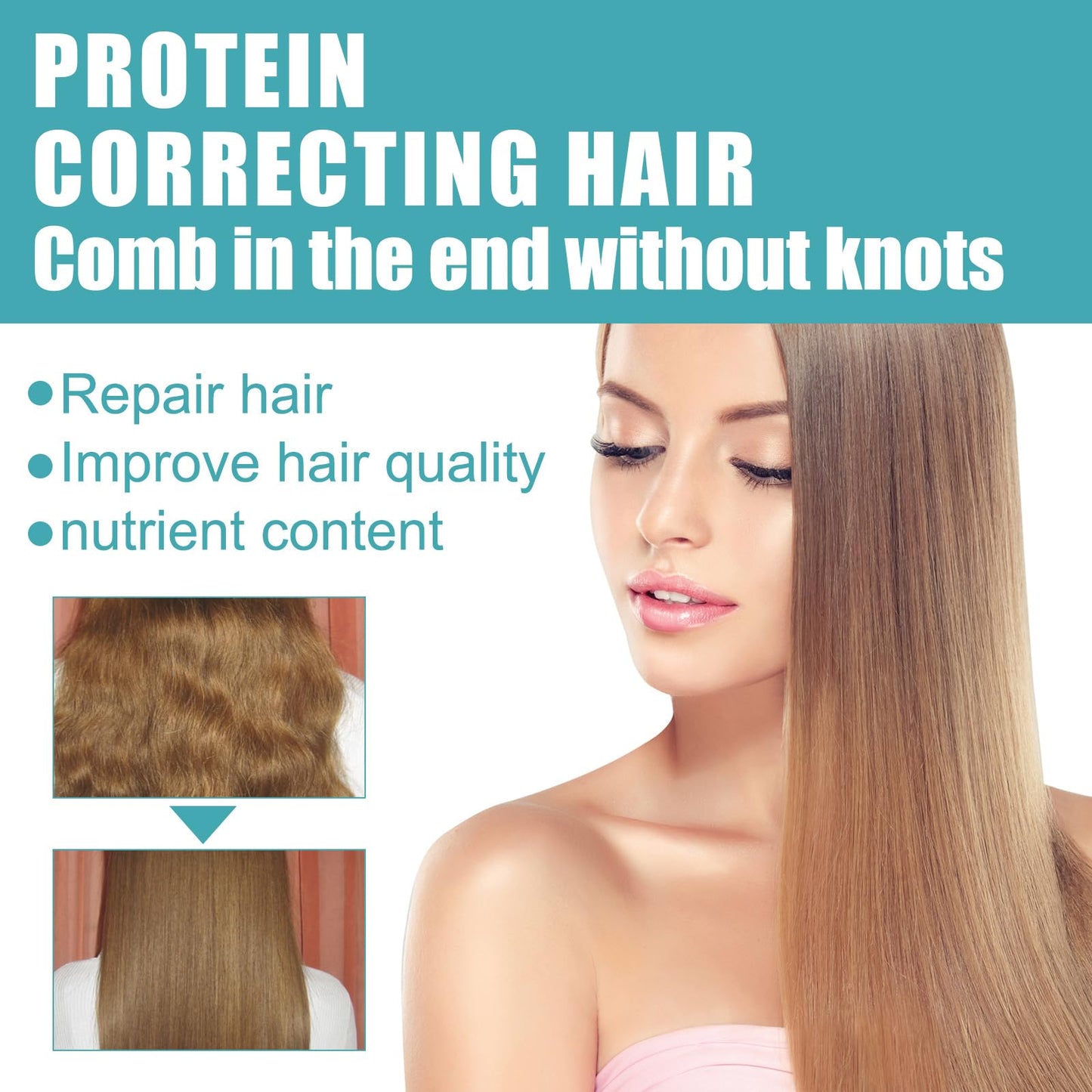 Protein Correcting Hair Straightening Cream, Silk & Gloss Protein Keratin Treatment, Nourishing Fast Smoothing Collagen Hair Straightener Cream, Protein Correcting, for All Hair Types, 100ML/2PCS
