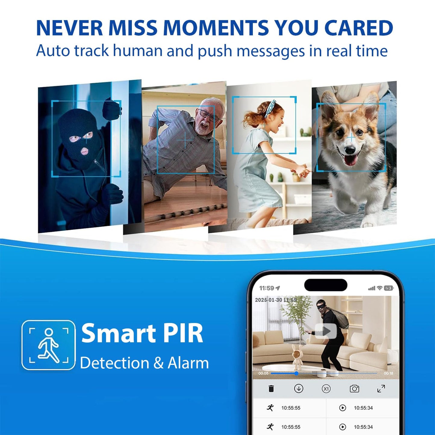 Mini Camera, Wireless Small Nanny Cam Hidden Camera for Home Security, 90 Days Battery Life, Auto Night Vision, Magnetic Installation, PIR Motion Detection,Cloud & Local SD Card Storage with Replay
