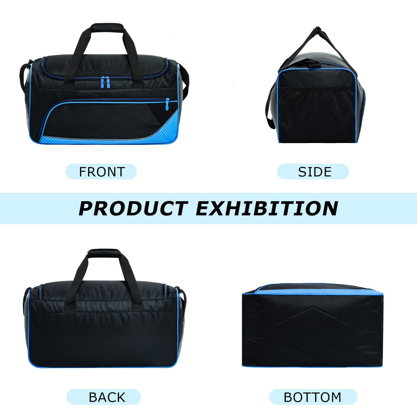 Uarition Mens Gym Bag 21 inch Large Overnight Weekender Duffle Bag for Travel Sport-Blue/Black