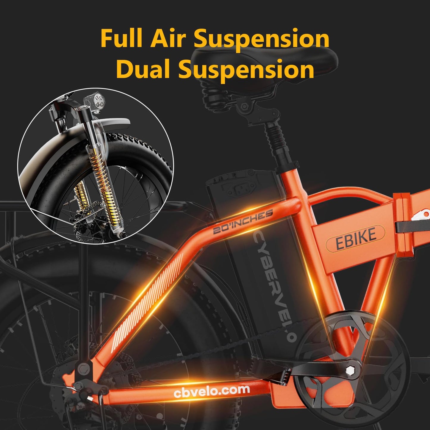 DriftGod Folding Electric Bike for Adults β 1000W Motor, 20"x3" Fat Tire, 48V Removable Battery, All-Terrain E-Bike with 7-Speed, Front Suspension β Powerful Foldable Ebike for Commuter