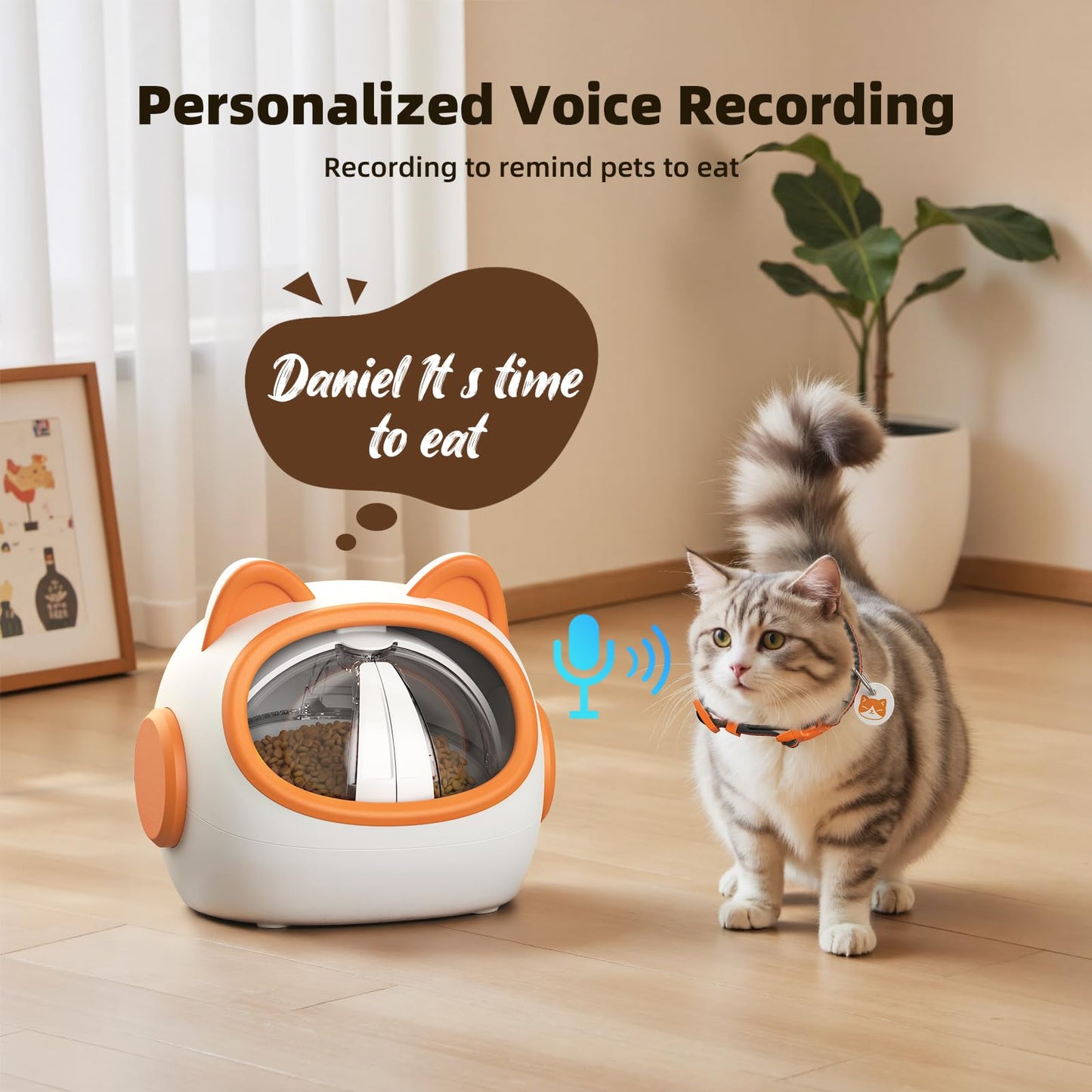 Smart RFID Cat Feeder with Collar Sensors – Automatic Timed Pet Feeder for Multi-Cat, 4 Feeding Modes, Voice Recorder, LCD Display, Wet/Dry Food Compatible