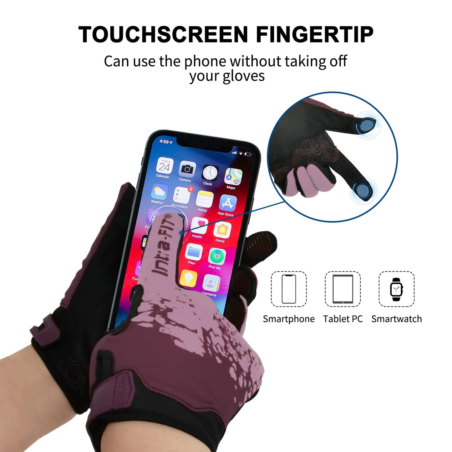 Intra-FIT Cycling Gloves for Men Women, Bike Riding Gloves Biking Gloves, Touch Screen, Breathable and Lightweight Road Racing Bicycle Gloves for Outdoor Sports (Purple, Small)