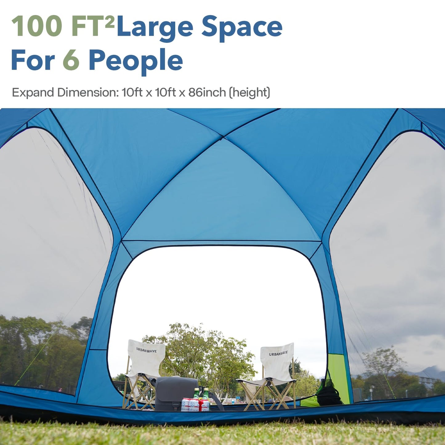 OakPedion 10 X 10ft Screen House Room for Camping, Screened Mesh Net Wall Canopy Tent, UPF 50+ Screen Tent with Floor for Patios Outdoor Camping Activities