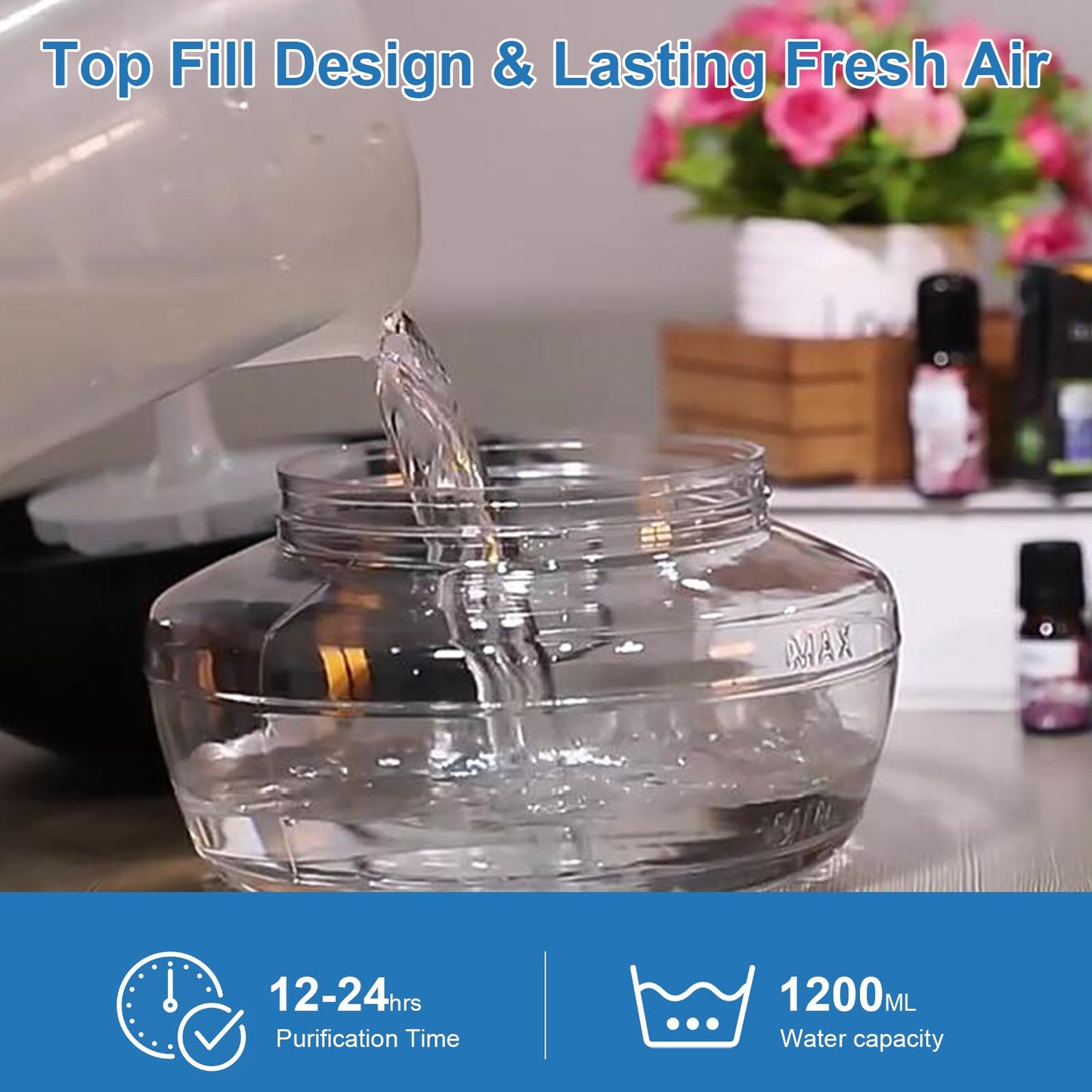 ap airpleasure Water-Based Purifier Air Washer, Air Revitalizer & Freshener, Air Fresher with 7 LED Color Changing Light for Rooms (DarkYellow)