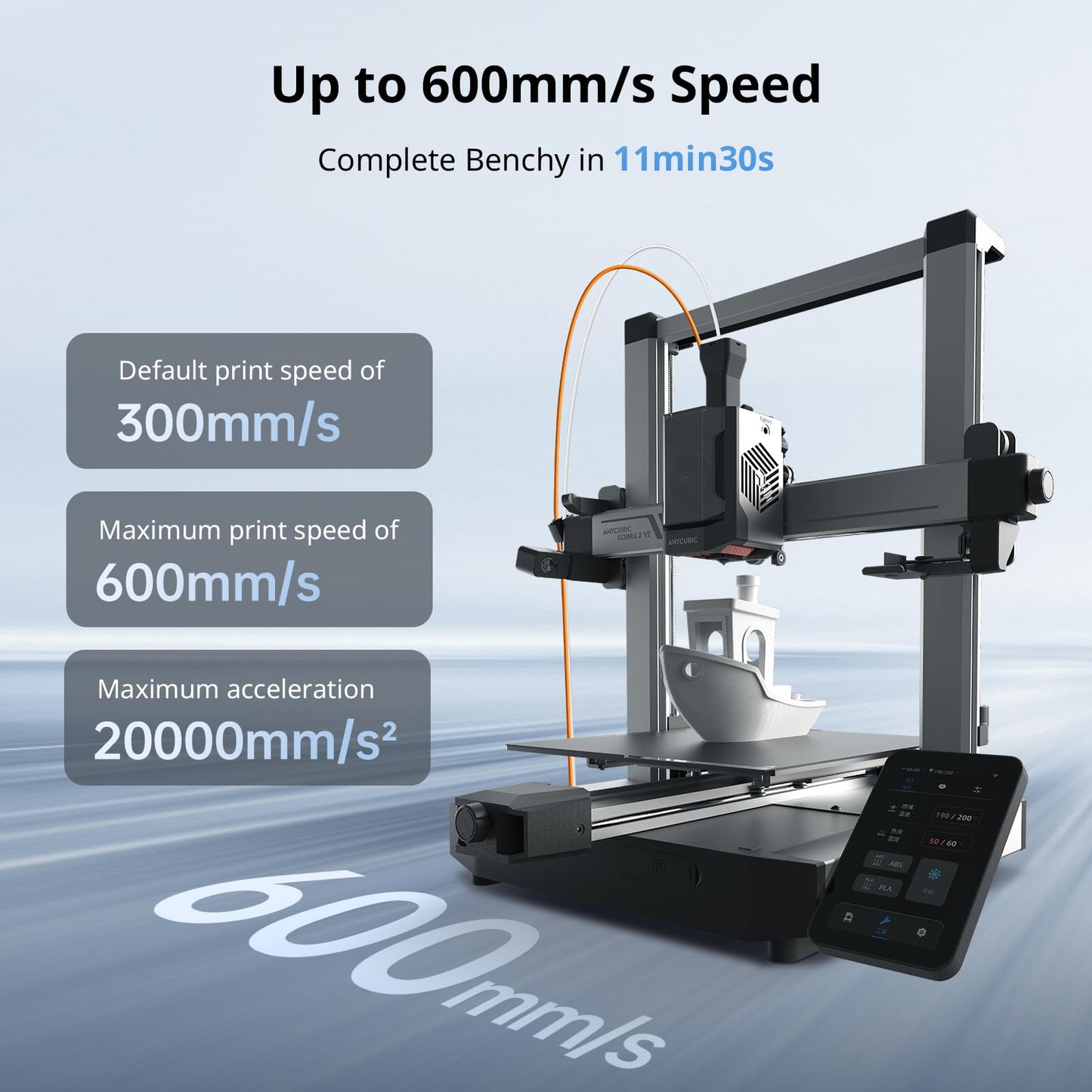 Anycubic Kobra 3 V2 Combo 3D Printer, Smart Multicolor Printing Up to 600mm/s Print Speed, Active Filament Drying Enhanced Auto-leveling for Higher Success Rates, 10.0'' x 10.0' x 10.2'' Printing Size