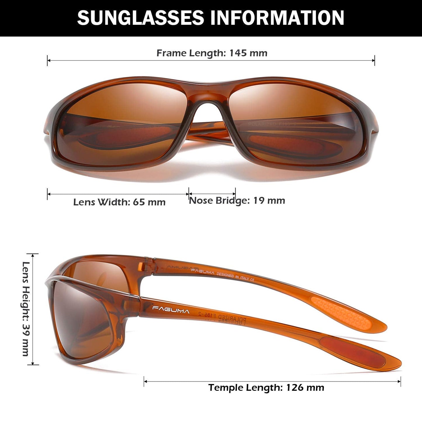 FAGUMA Polarized Sports Sunglasses For Men Cycling Driving Fishing 100% UV Protection