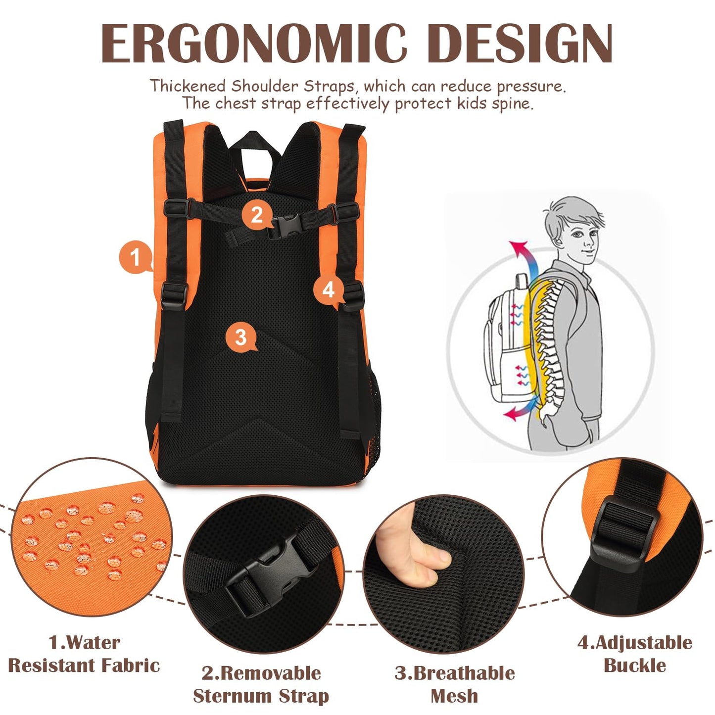 Kids Tactical Backpack Army Molle Bookbag Military Boys Backpack for School, Outdoor, Camping, Orange