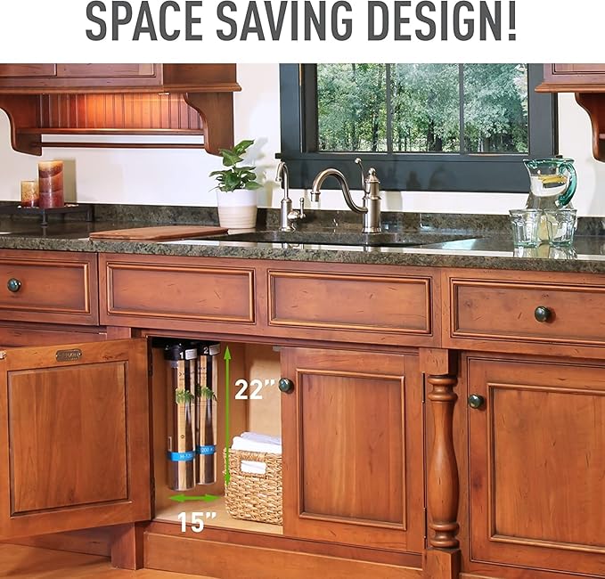 Pentair Everpure H-1200 Drinking Water System, EV928200, NSF Certified to Reduce PFOA/PFOS, Dual Cartridge System Includes Filter Head, Cartridges and all Hardware, 1,000 Gallon Capacity, 0.5 Micron