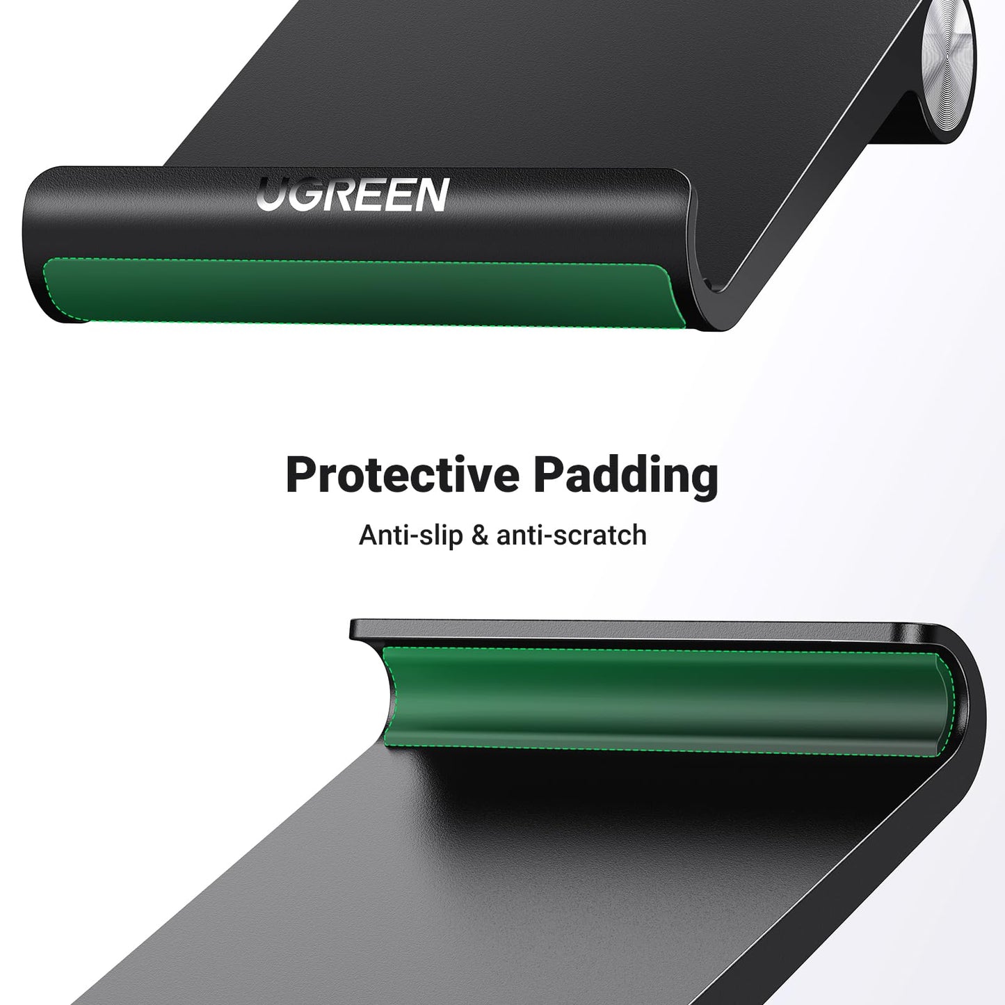 UGREEN Phone Stand 2 Pack Desk Cell Phone Holder Travel Compatible with iPhone 16 Pro Max 15 Plus 14 Pro 13 12 Mini 11 SE XS XR 8 7, Portable Foldable Desktop iPhone Stand Adjustable, Black White