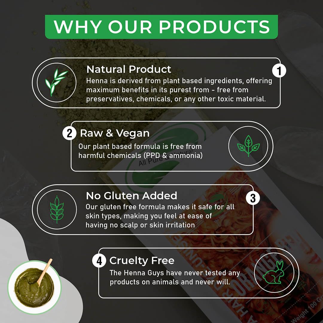 1 Pack Of Red/Orange Henna Hair & Beard Color/Dye 100 Grams - Natural Hair Color, Plant-based Hair Dye - The Henna Guys