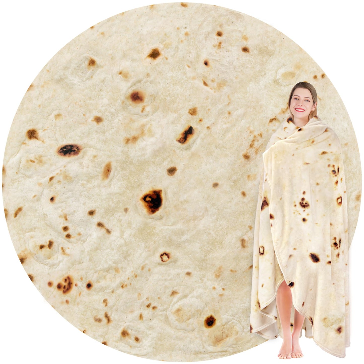 Jorbest Burritos Tortilla Throw Blanket Birthday Gifts for Adult and Kids, Giant Tortilla Food Blanket Funny Gifts for Dad Mom Women Men Teen, 285 GSM Soft Flannel Taco Blanket (Yellow, 60 inches)
