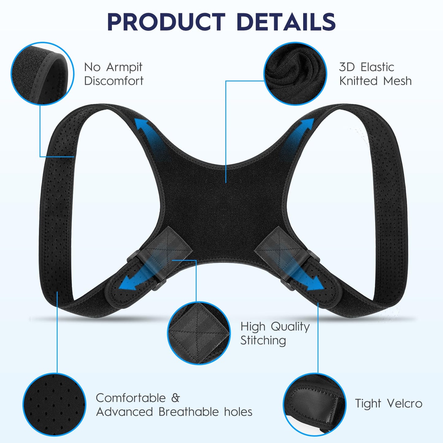 Aokyoo Back Brace Posture Corrector for Men and Women - Bionic System Newly Adjustable Upper Back Support Shoulder Posture Brace, Back Straightener Neck Pain Relief