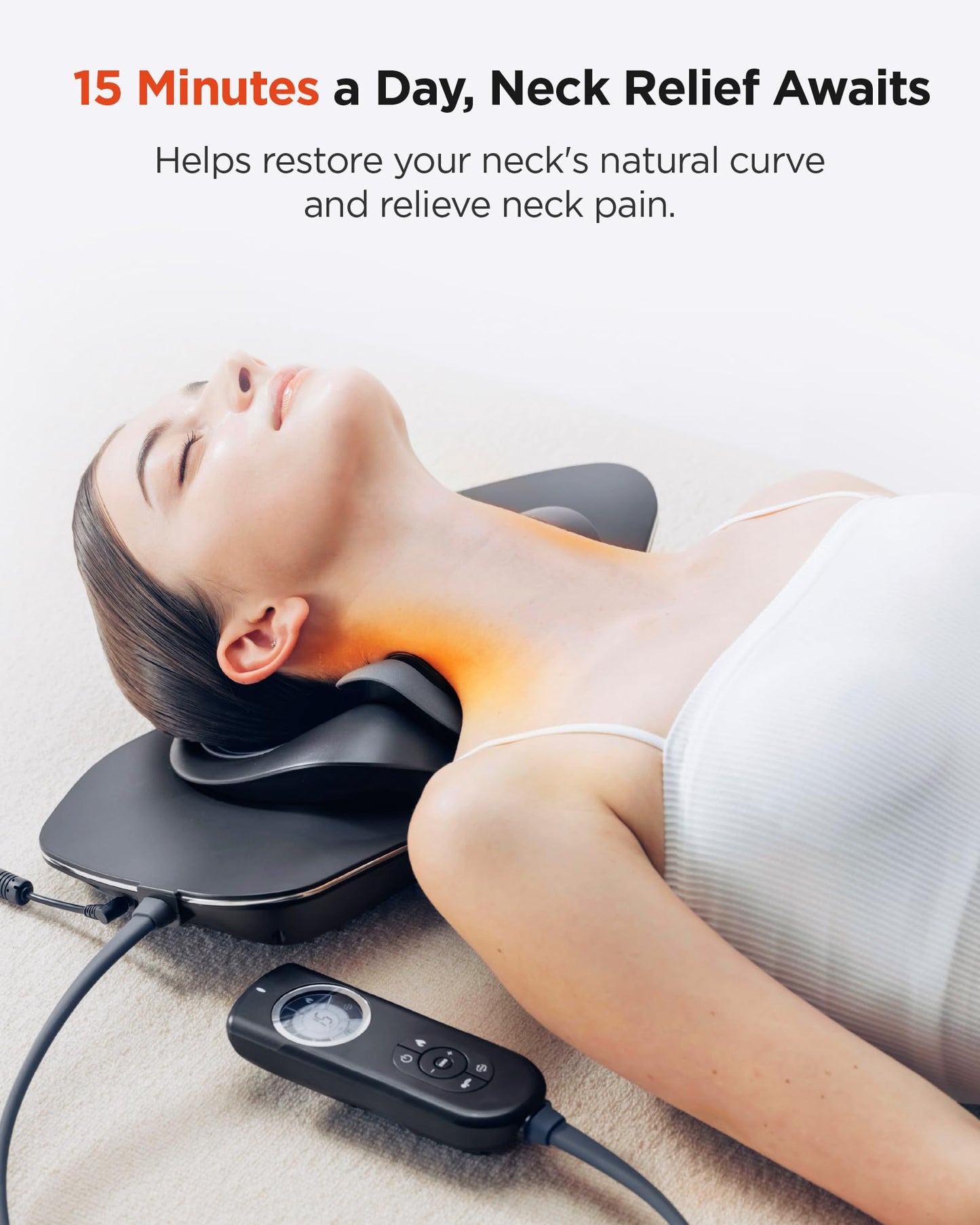 MYTREX Neck Stretcher Cervical Traction Device: Neck Massager with Heat Pillow Pain Relief Support for Home Use Pain Relaxer