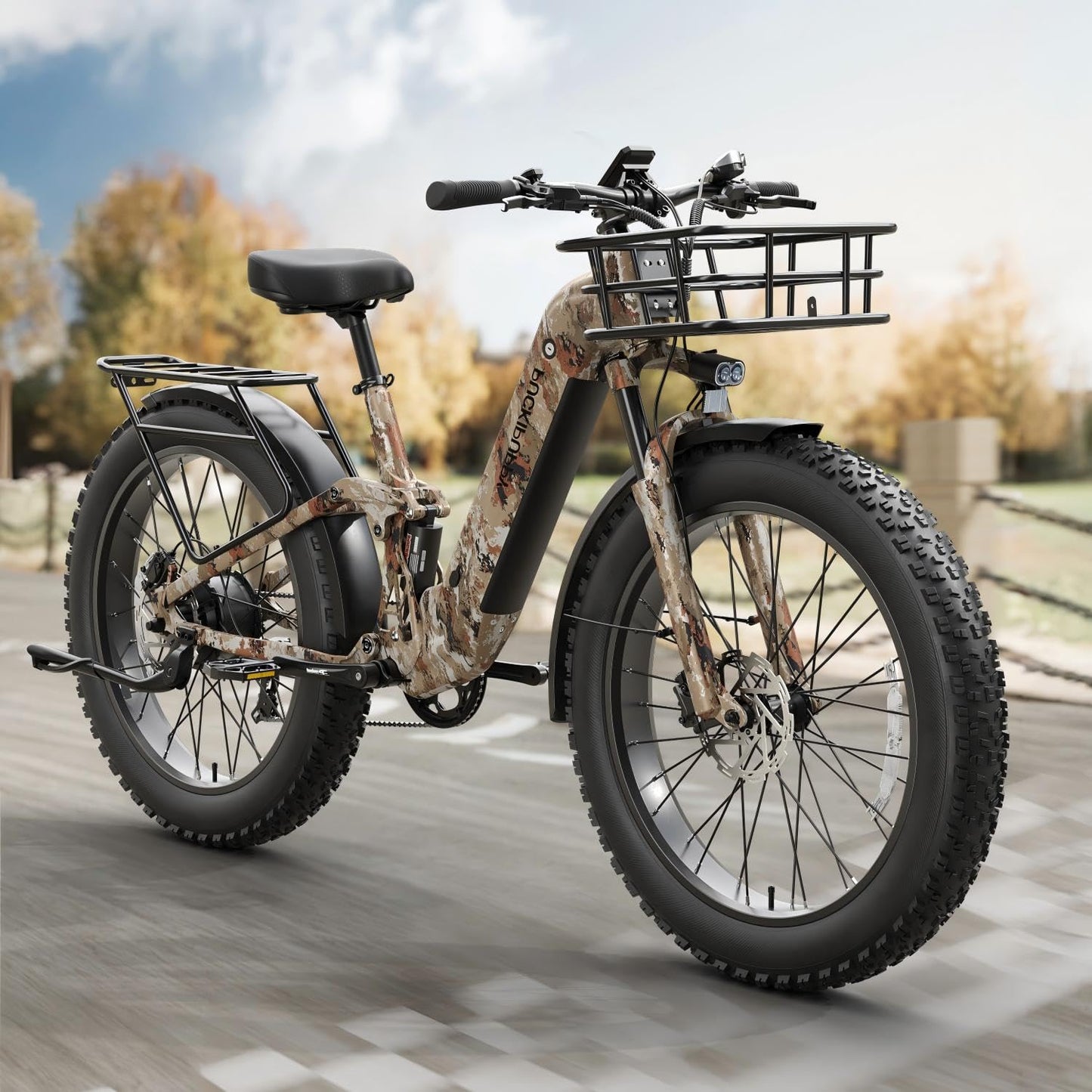 PUCKIPUPPY Electric Bike for Adults 960W, 48V 20AH Battery Electric Bicycles, 26" x 4" Fat Tire Full Suspension Step-Thru Ebike, 28MPH Electric Mountain Bike, 7 Speed, 80Miles Range-BoxerST