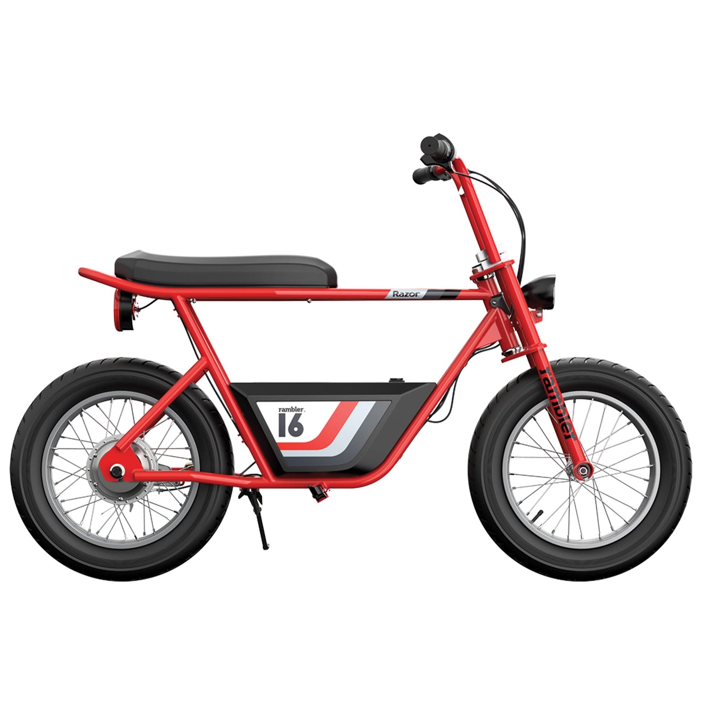 Razor Rambler 16 Electric Retro Minibike for Adults with 350W Hub-Driven Motor, 16 Inch Tires, & 36V Battery, Red