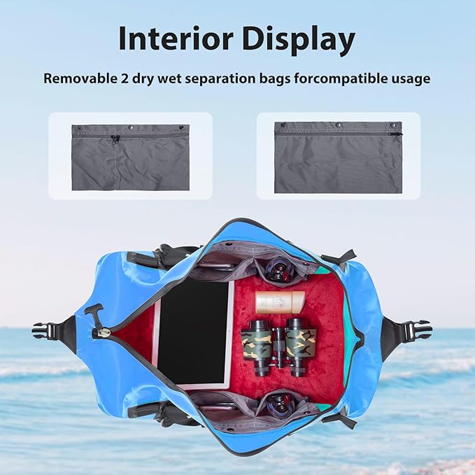 ESONE Dry Bag Waterproof Backpack for Men/Women Waterproof Backpack for Travel Dry Bag Backpack Waterproof Duffel Bag for Kayaking Rafting Boating Swimming Camping Travel Beach 50L