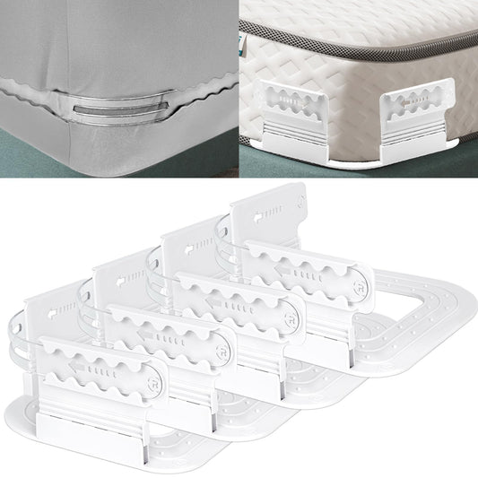 Bed Sheet Holder Fitted Sheet Straps Height-Adjustable Lock Sheet Holders Keep Sheets Firm & Tight Bed Sheet Rack with Lock Strip Easy to Install for All Mattress Size