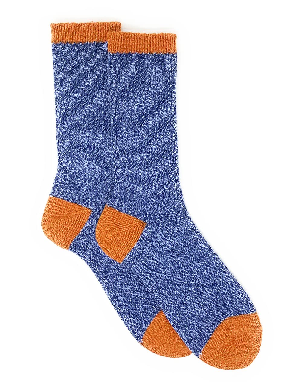 WARRIOR ALPACA SOCKS - Unisex Base Camp Alpaca Wool Hiking Socks for Men & Women (Medium, Blue/Orange)