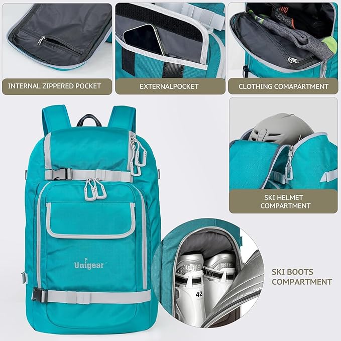 Unigear Ski Boot Bag Backpack for Helmet 50L/70L, Goggles, Gloves, Skis, Snowboard & Accessories