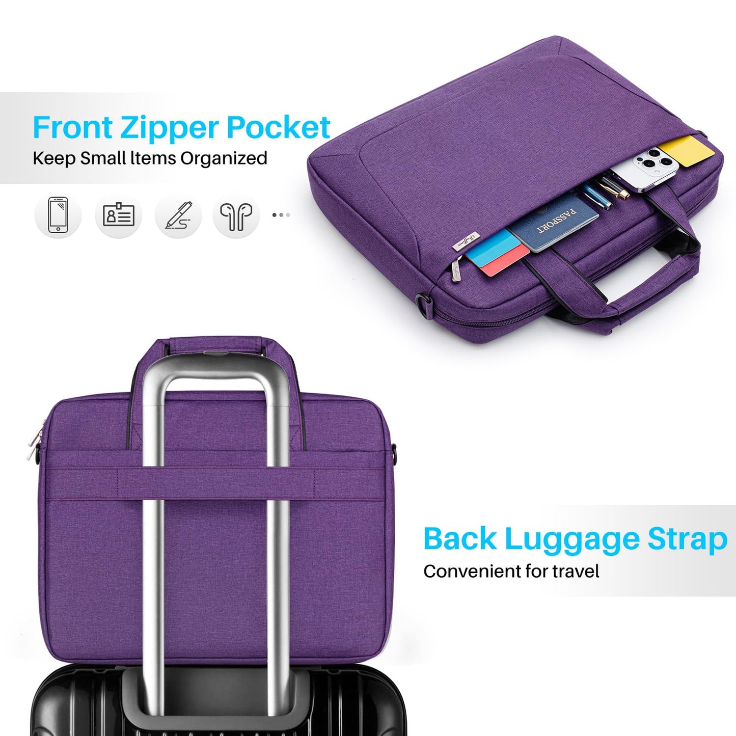 BAFFINA 17 17.3 Inch Laptop Shoulder Bag for Men Women,Waterproof Computer Carrying Case Messenger Bag with Strap for 17-18" HP Dell,Laptop Briefcase for Office business Travel College School,Purple