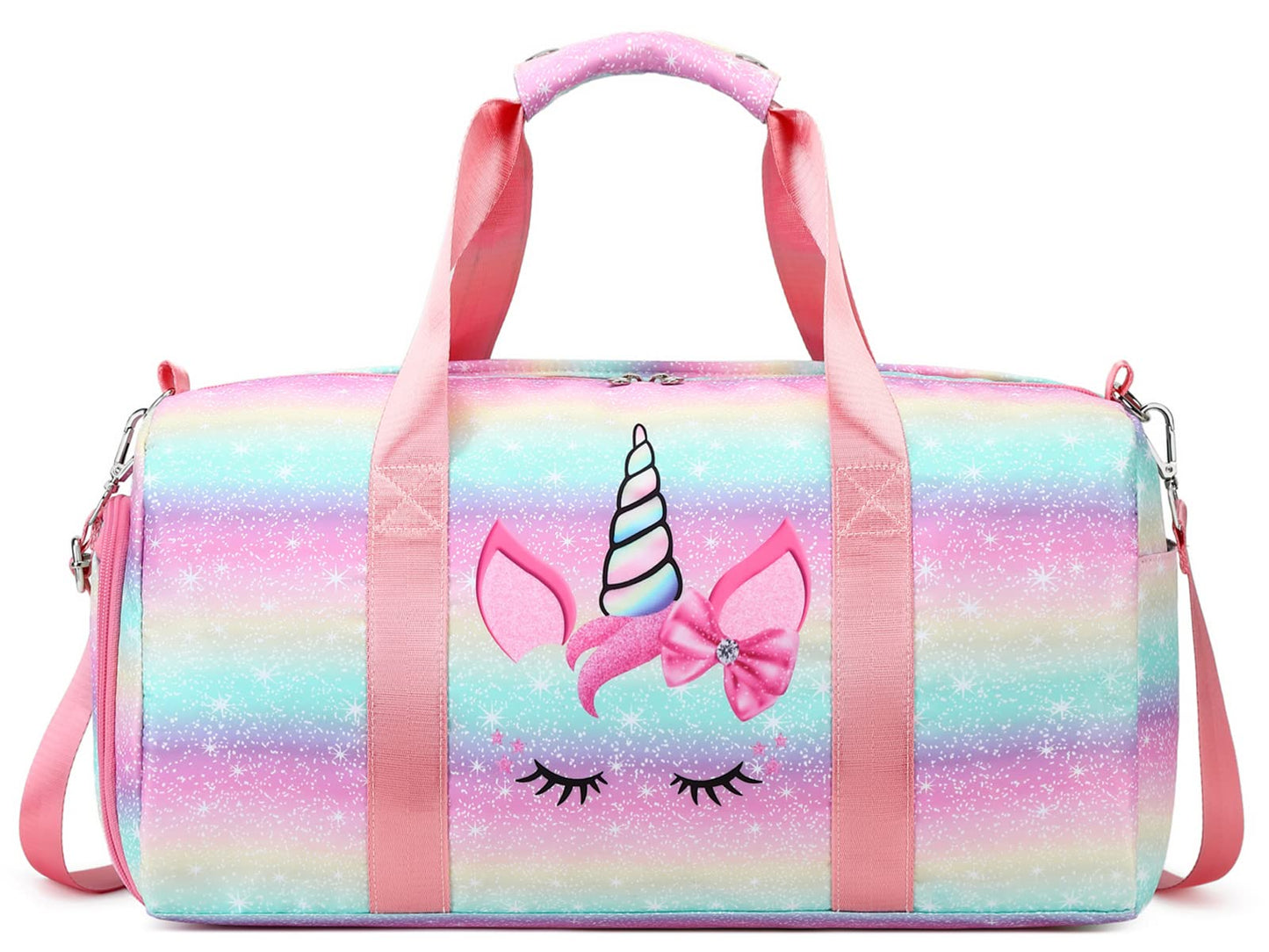 Dance Ballet Bag Girls Gymnastics Bag Overnight Duffle Bag Unicorn Sports Gym Bag with Shoe Compartments, Teens Sleepover Carry On Bag