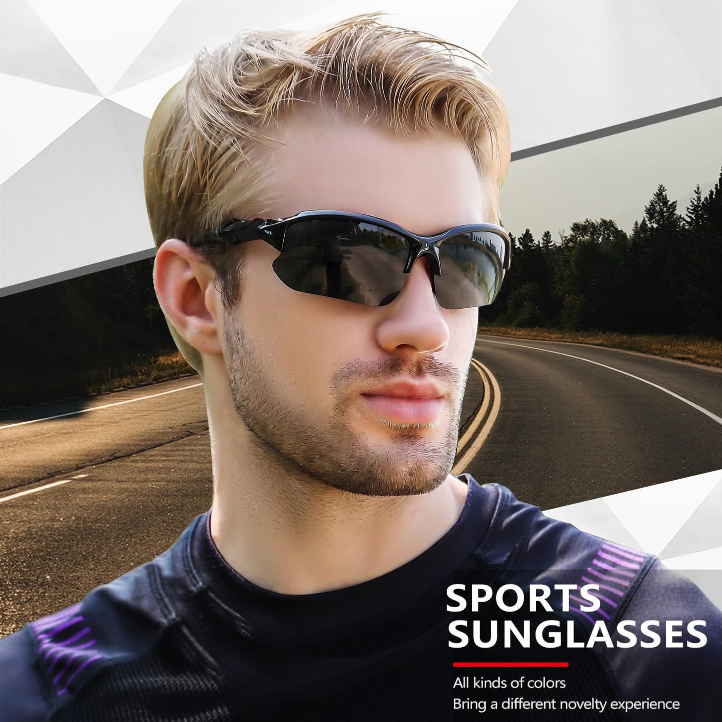 DioKiw 3PACK Sports Polarized Sunglasses for Men Cycling Running Fishing UV400 Protection Sun Glasses Lightweight Half Frame Goggles