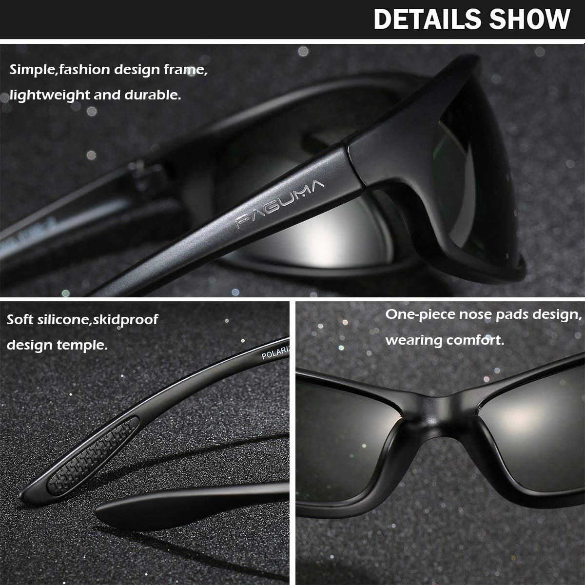 FAGUMA Polarized Sports Sunglasses For Men Cycling Driving Fishing 100% UV Protection