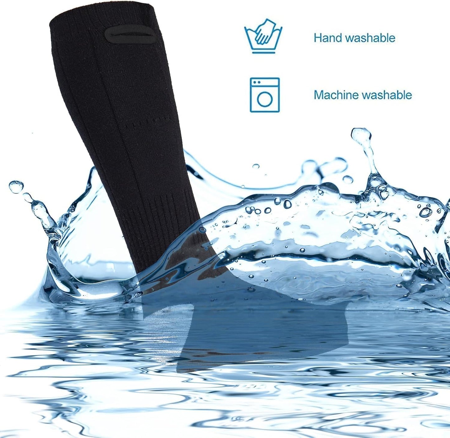 Heated Socks for Men Women with 5V 4000mAh Rechargeable Battery Powered Machine Washable Thermal Heating Socks Electric Foot Warmer Winter Outdoor Skiing Hunting Camping (Black, One Size)