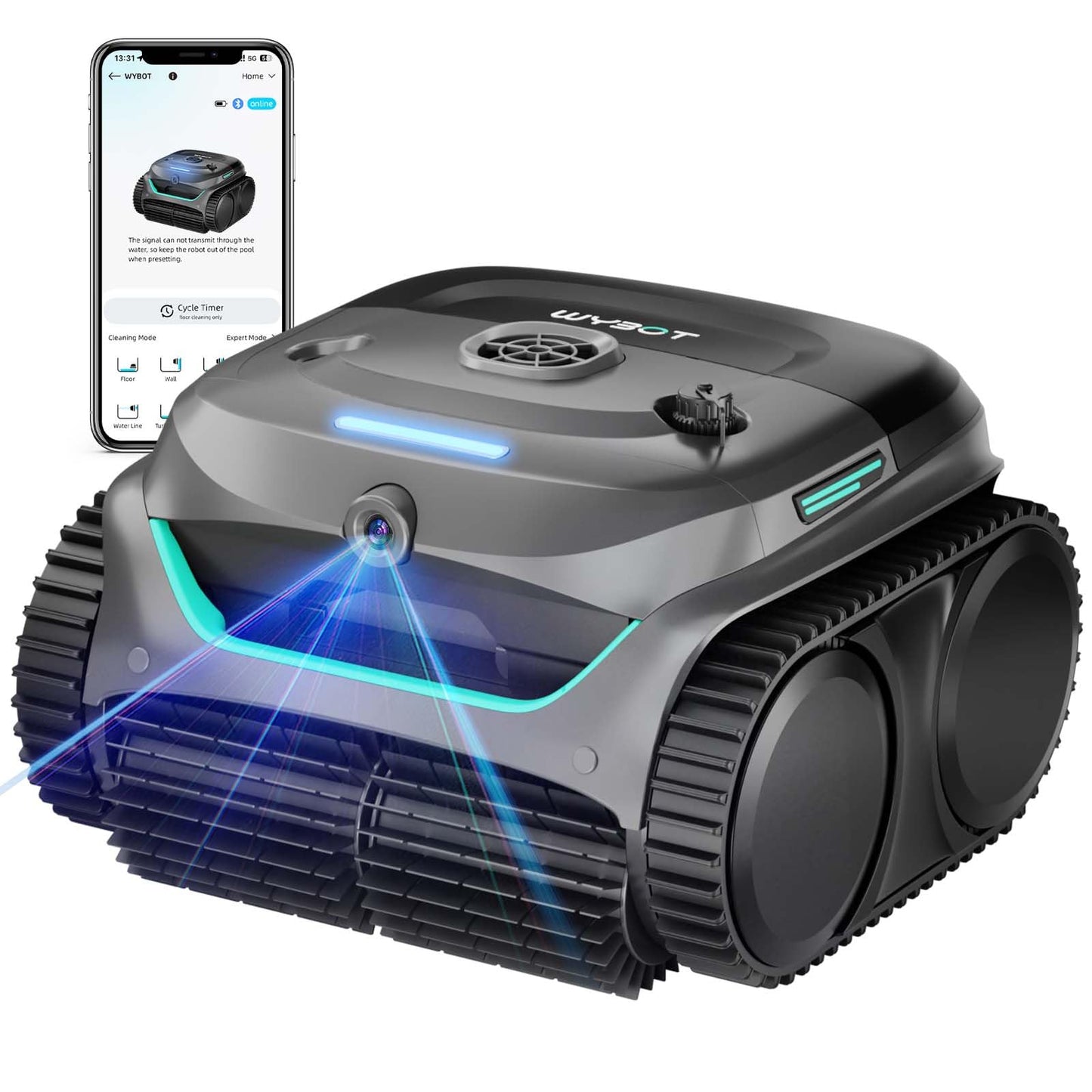 (2025 New) WYBOT C2 Vision Robotic Pool Vacuum with AI Camera, Ultra-Fine Filtration Pool Cleaners for Above&Inground Pools, Comprehensive 8 Mode, Wall Climbing, Smart Navigation, Gray