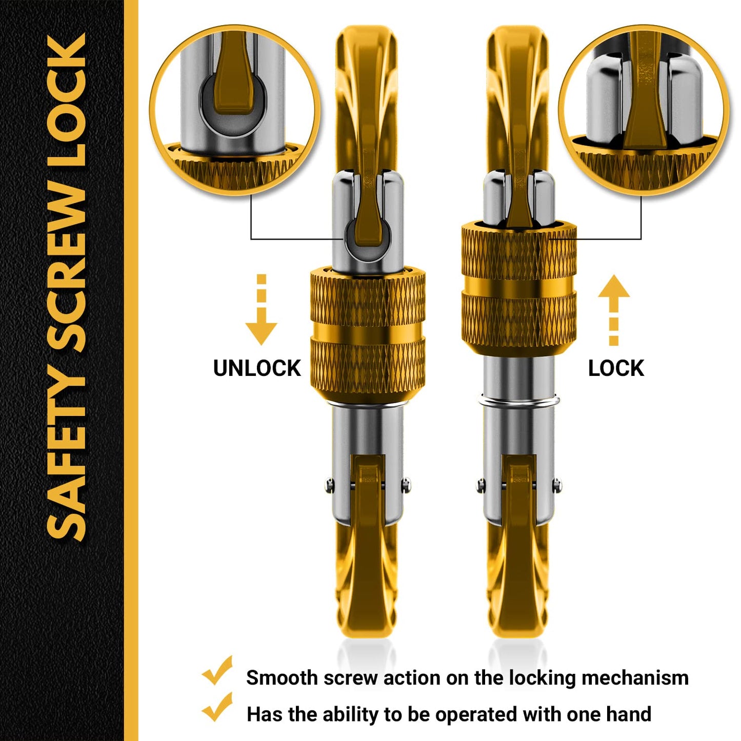 Rhino Produxs 2PCS of 12kN (2697 lbs) Heavy Duty Locking Carabiner Clips - Excellent for Securing Pets, Outdoor, Camping, Hiking, Hammock, Dog Leash Harness, Keychains, Water Bottle