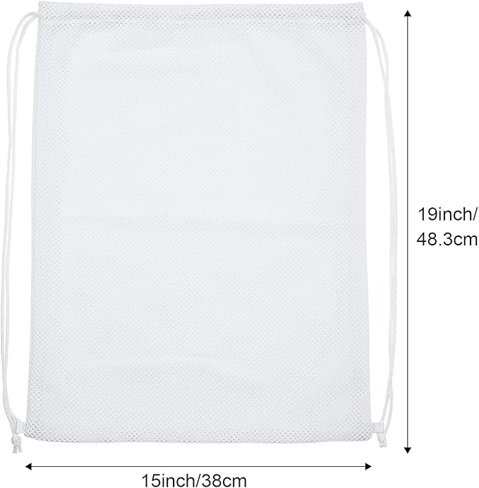 Frienda Mesh Drawstring Backpack Bag Multifunction Mesh Bag for Swimming, Gym, Clothes (White) One piece