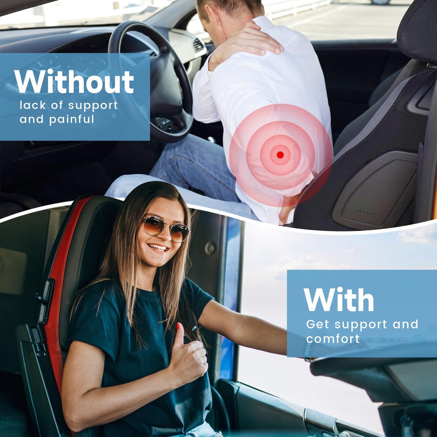 anzhixiu Heightening Truck Seat Cushion for Broader Vision, Car Seat Cushion for Car Seat Driver Truck Driver, Sciatica Pain Relief Pillow Tailbone Pain Relief Cushion for Long Time Driving