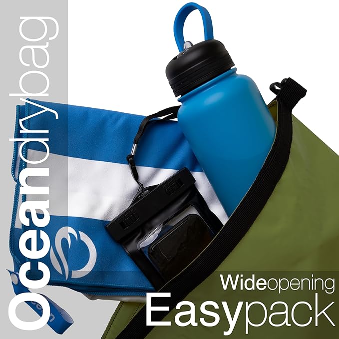 Oceandrybag - Waterproof Dry Bag Backpack - Floating Dry Sack Portable for Kayaking, Beach, Rafting, Boating, Hiking, Camping, Fishing with Waterproof Phone Case
