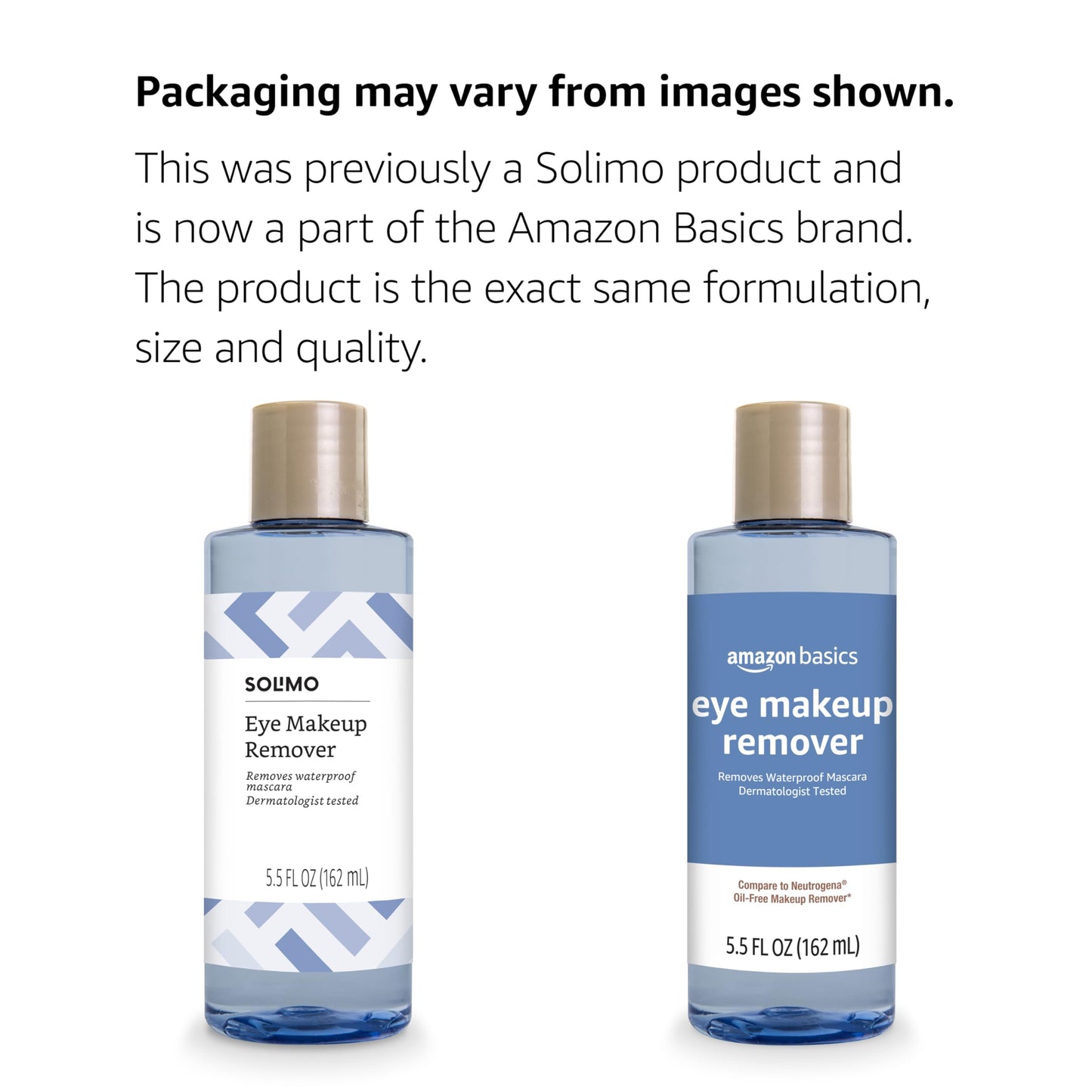 Amazon Basics Eye Makeup Remover, Removes Waterproof Mascara, Dermatologist Tested, Fragrance Free, 5.5 Fl Oz (Pack of 2)