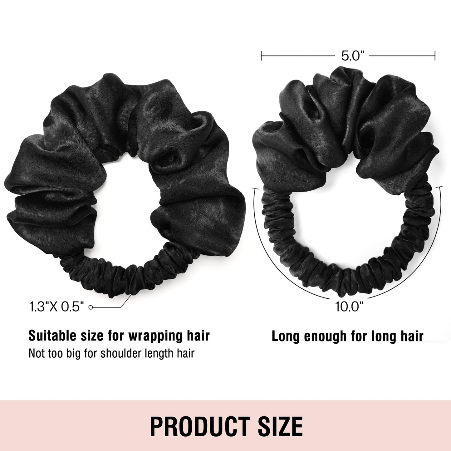 BLINKEEN Heatless Curling Scrunchie, Heatless Hair Curler to Sleep In, No Heat Curls for Long Hair, Soft Sleep Hair Roller (Black)