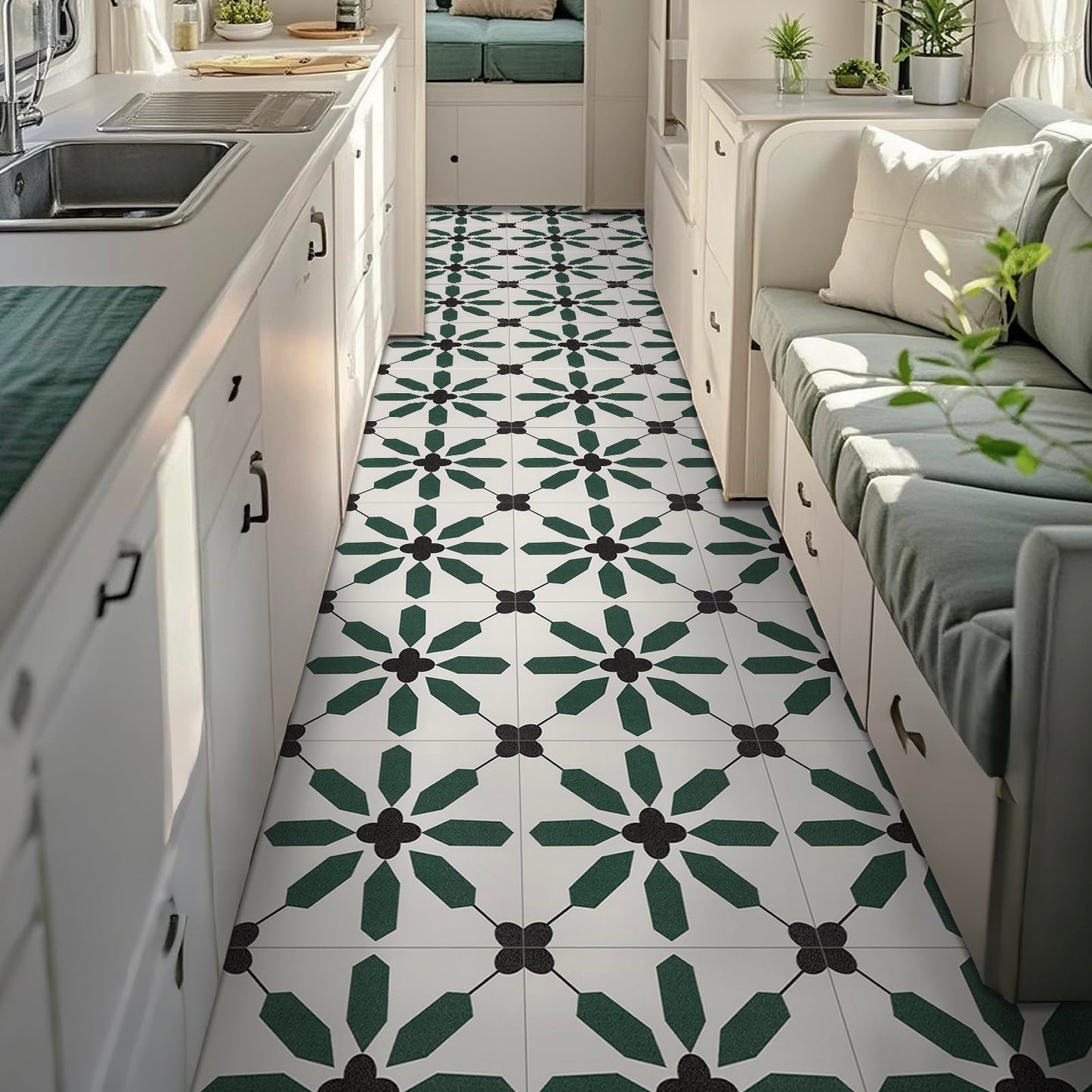 Alow Peel and Stick Flooring, Peel and Stick Floor Tile Waterproof,Flower Self-Adhesive Vinyl Flooring Suit for Bathroom Toilt,Kitchen 12x12in(10pcs)