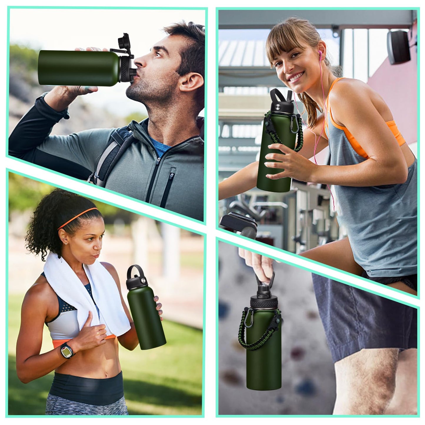 DIGJUPER Insulated Water Bottle 32 oz - Cold-48h & Hot-24h Stainless Steel Vacuum Flask with Straw & Pop-up Chug Lid, Leak Proof 32oz Water Bottles, Wide Mouth Hydro Metal Thermal Cups for Gym Work