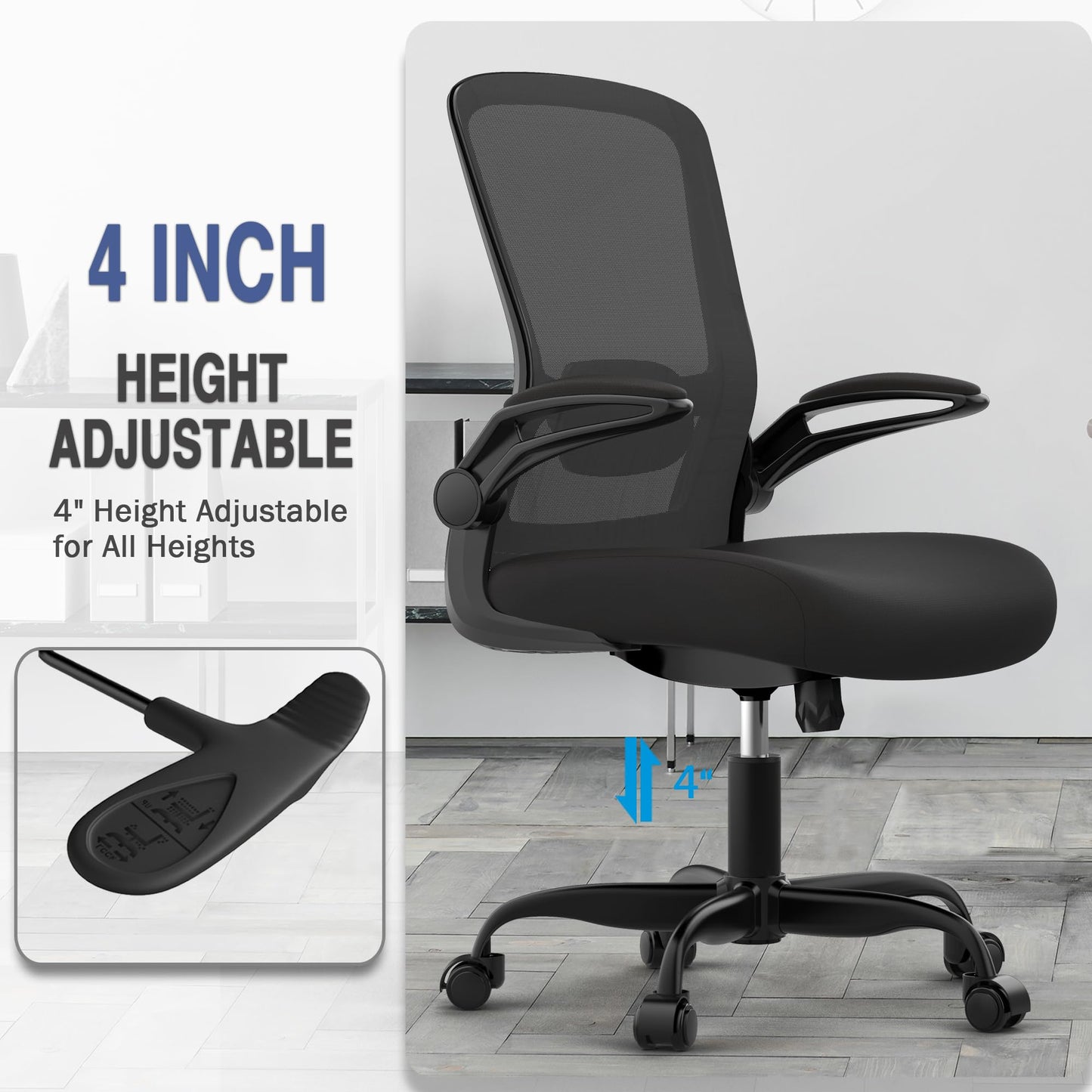 Mimoglad Office Chair, Ergonomic Desk Chair with Adjustable Lumbar Support, High Back Mesh Computer Chair with Flip-up Armrests-BIFMA Passed Task Chairs, Executive Chair for Home Office